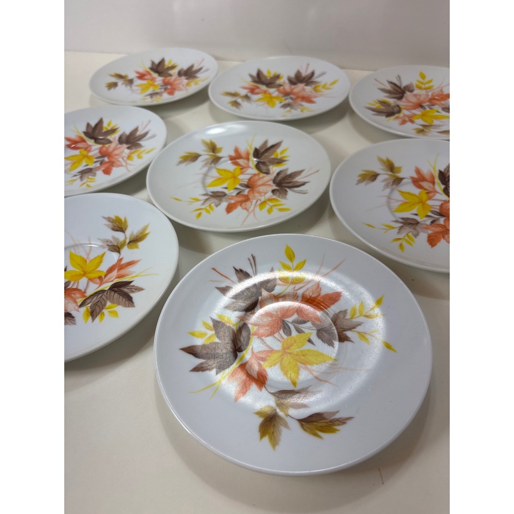 8 VTG Park Avenue Melamine MELMAC 6" Plates Orange Yellow Fall Leaves MCM PG5 - Picture 3 of 7